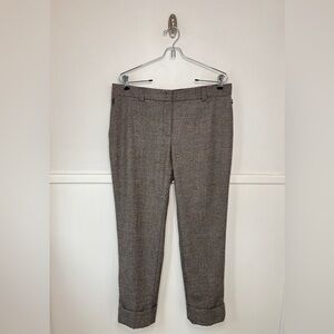 Akris Maxima Gray Plaid Wool Cuffed Hem Pants